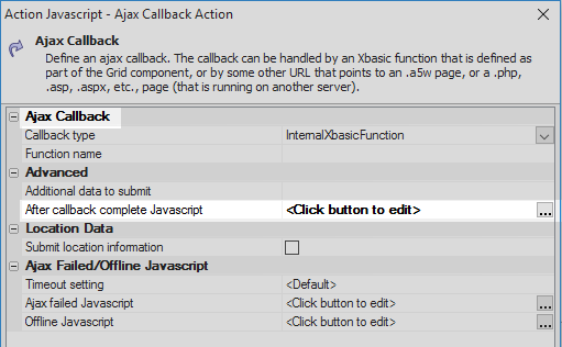 The 'After callback complete Javascript' property.